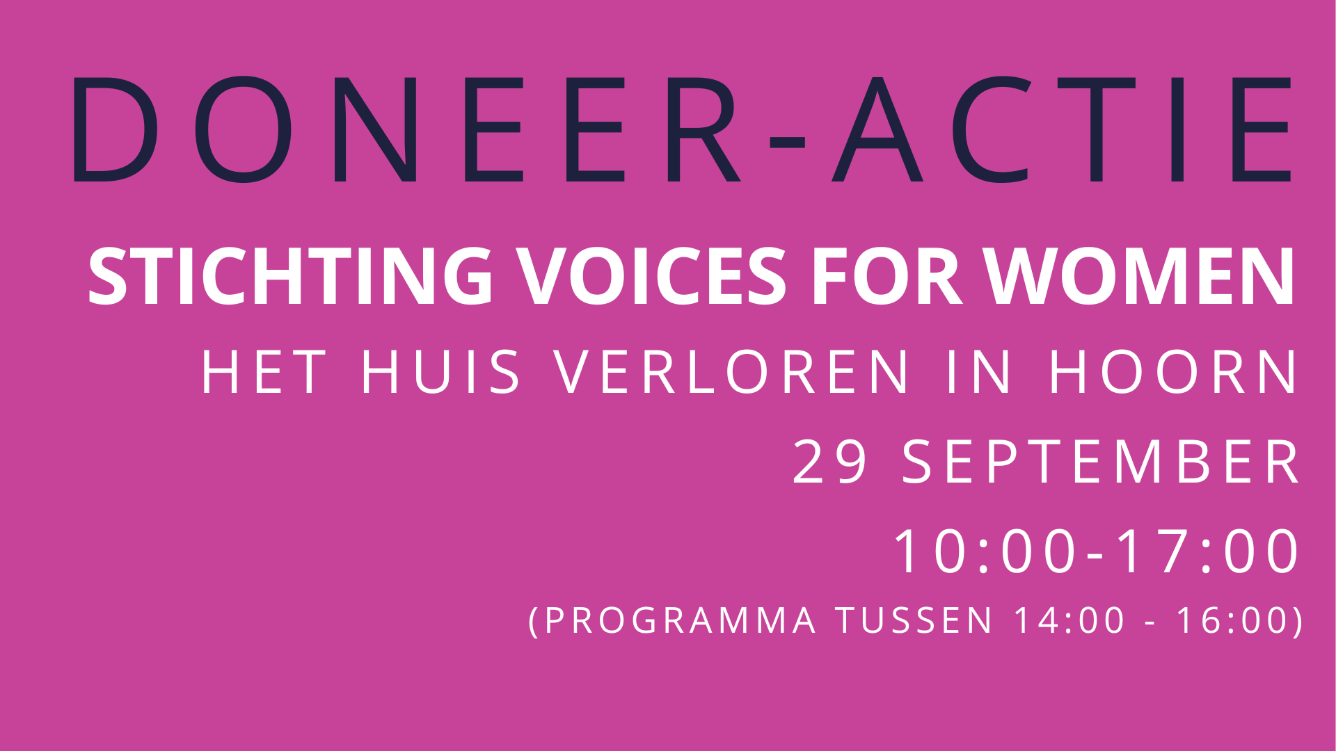 Doneer-actie - live talkshow in hartje Hoorn (29 september)